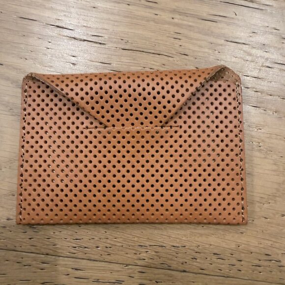 Clare V. Accessories - Clare V. Cuoio Perforated Leather card case / card holder- hand painted monogram
